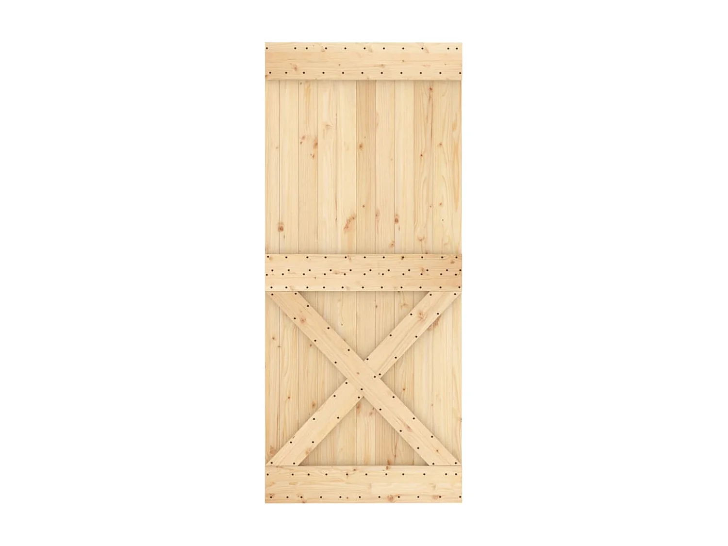 Porta Scorrevole con Set Hardware 90x210 cm Legno Massello Pino