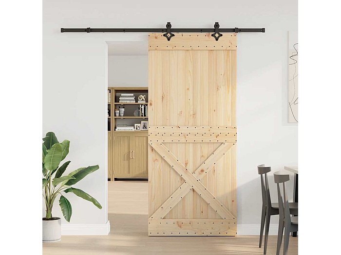 Porta Scorrevole Per Interni - Legno Di Pino, Design Rustico, Per Camera E Cucina - Foto 13