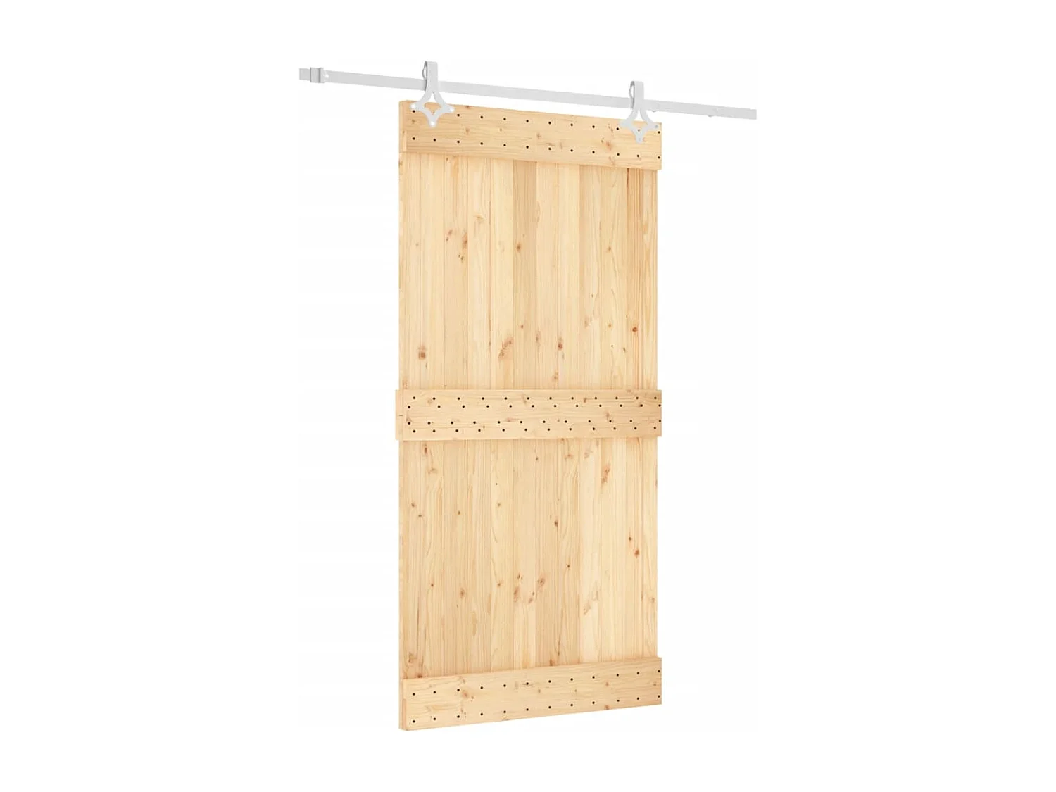 Porte coulissante et kit de quincaillerie 100x210 cm pin massif