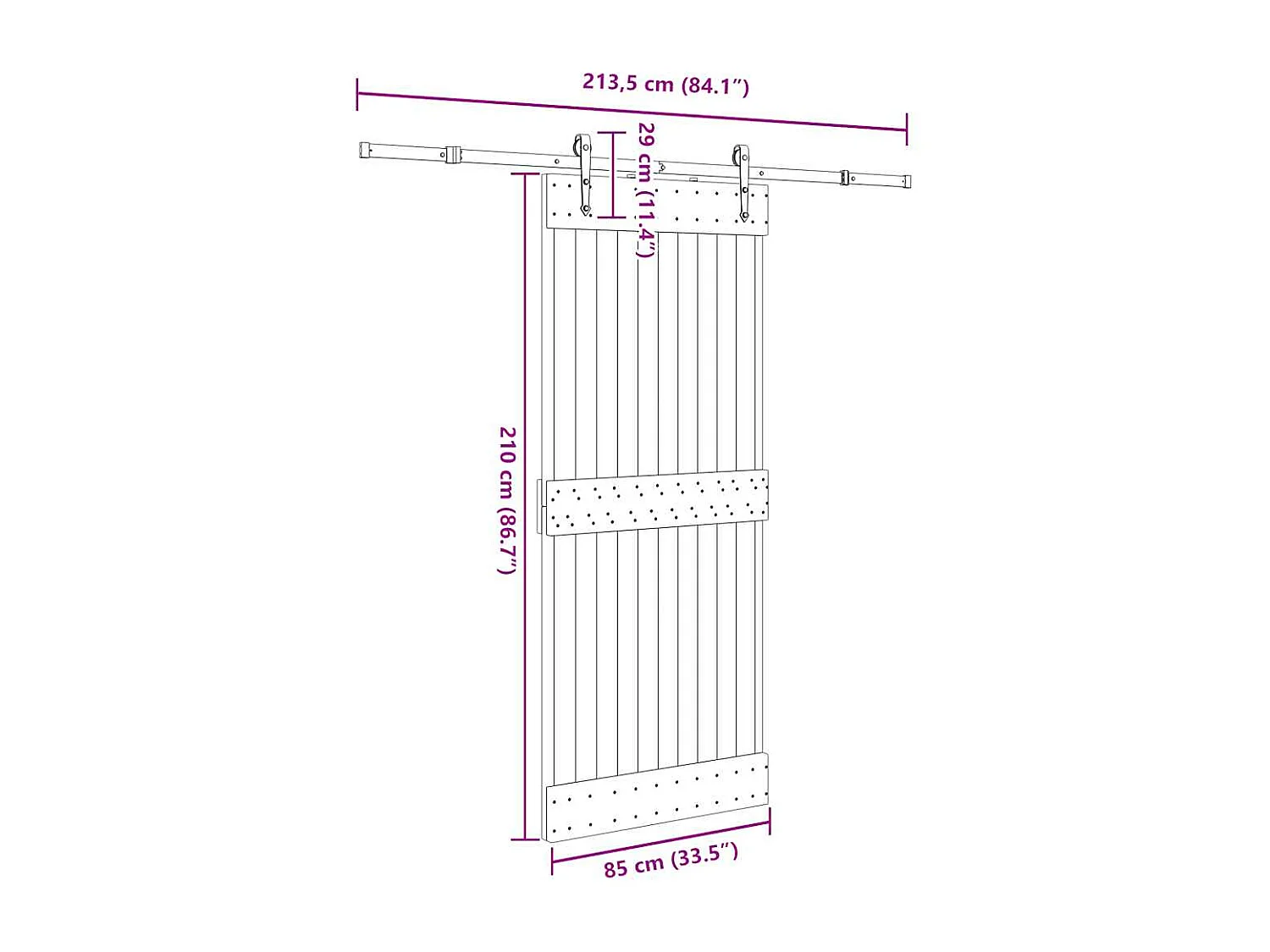 Puerta corredera con herrajes madera maciza de pino 85x210 cm