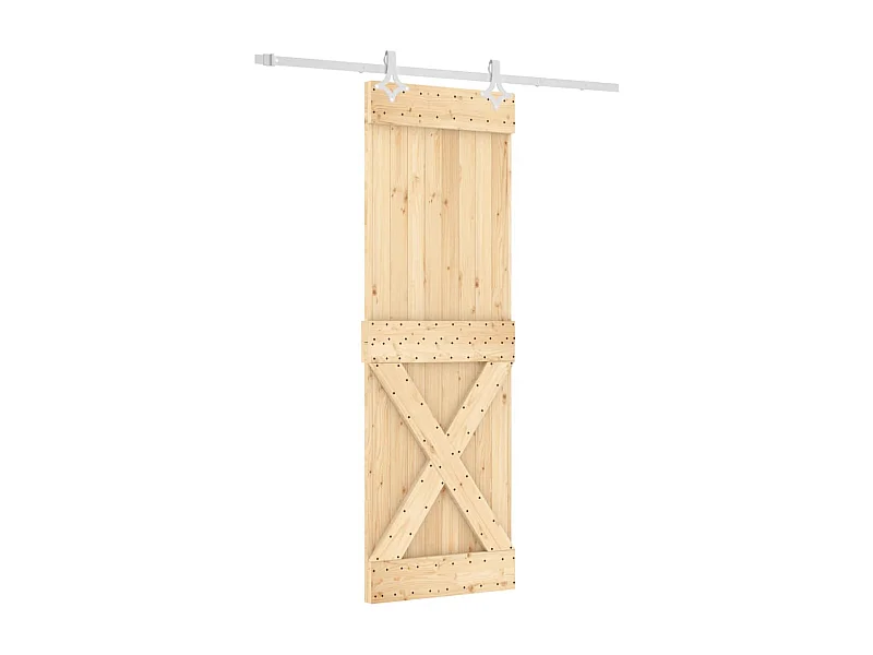 Porta Scorrevole con Set Hardware 70x210 cm Legno Massello Pino