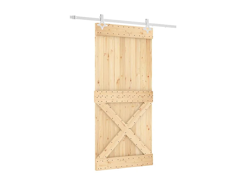 Puerta corredera con herrajes madera maciza de pino 95x210 cm