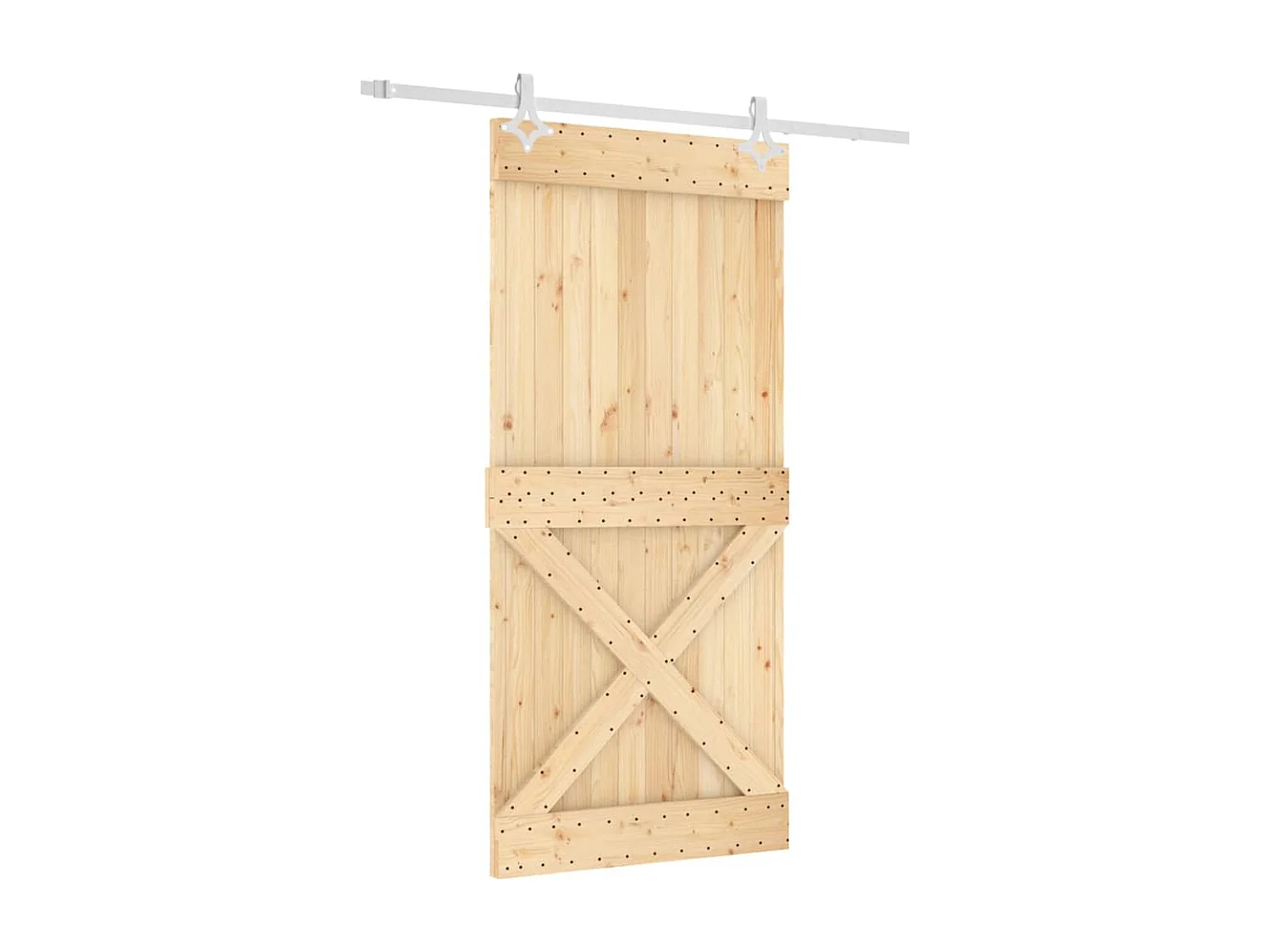 Puerta corredera con herrajes madera maciza de pino 95x210 cm