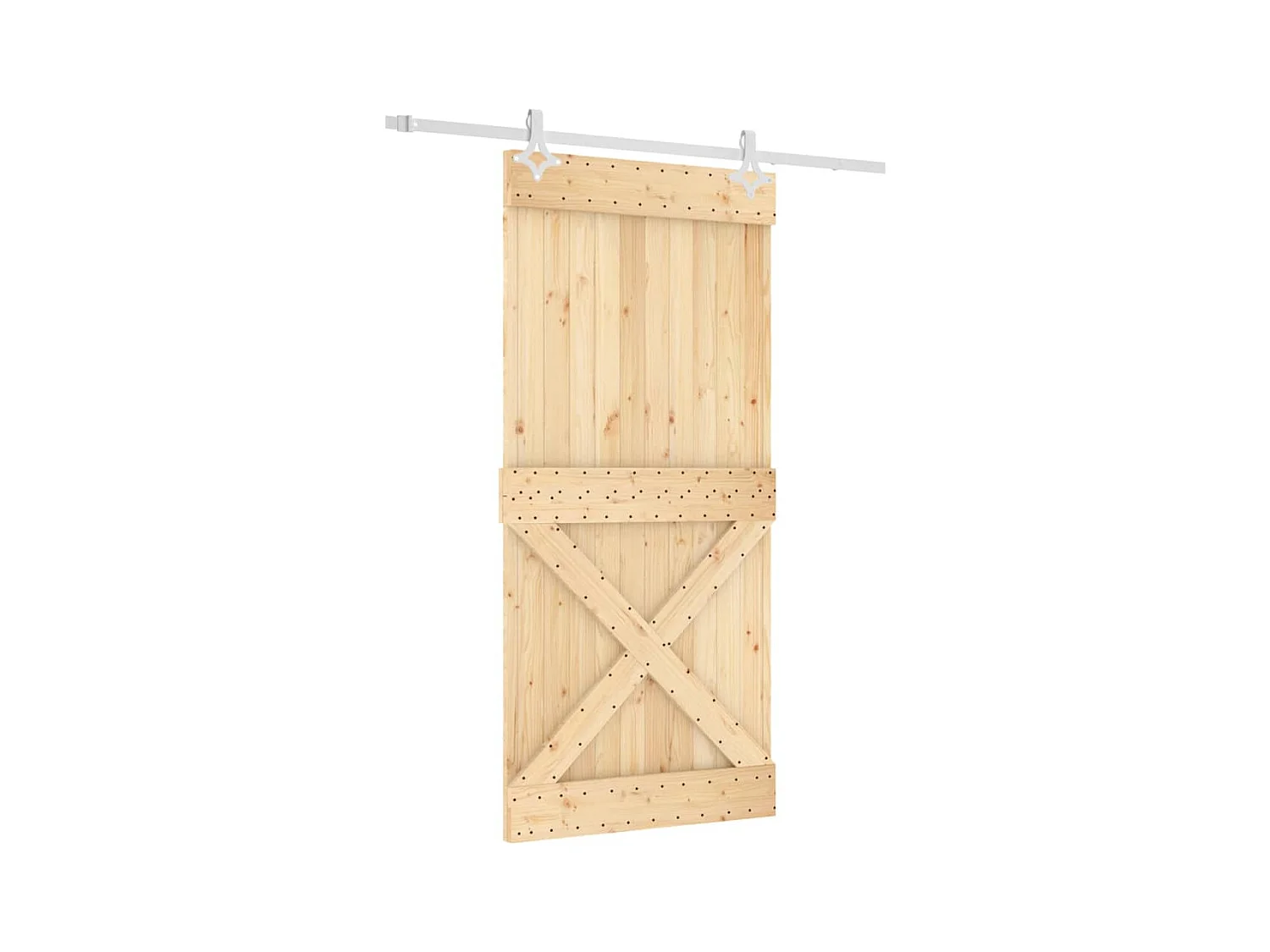 Porte coulissante et kit de quincaillerie 95x210 cm pin massif