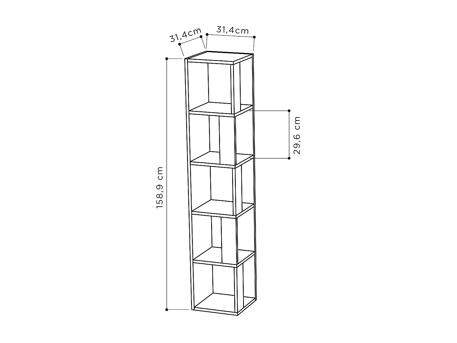 Etagère d'angle PIANO blanc, 32x159x32