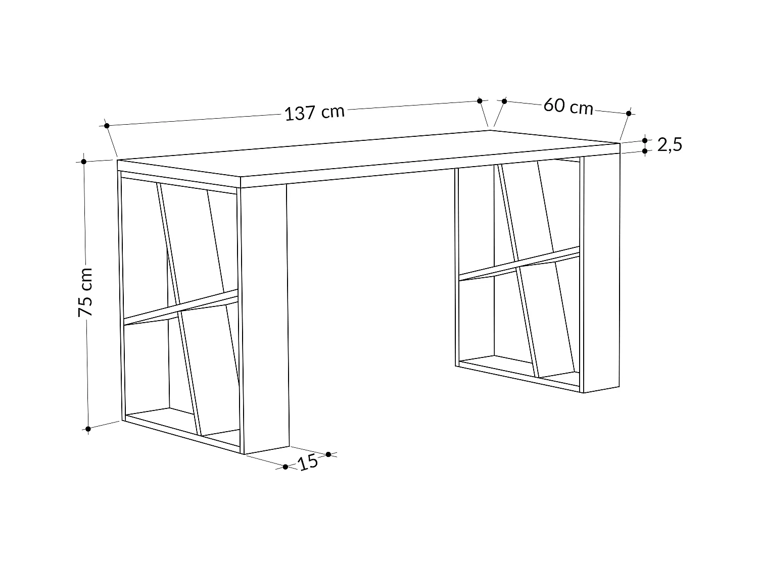 Decortie Wit 60x137x75cm Werkbureau met Plankopslag Spaanplaat Rechthoekige Bureautafel Honey