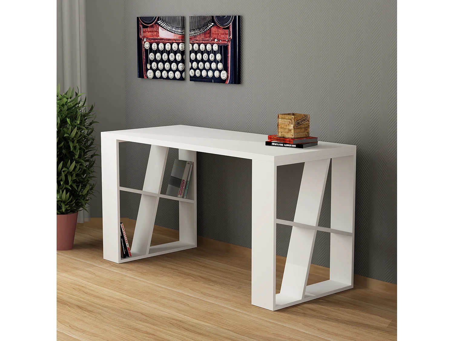 Schreibtisch HONEY - Weiß,137 x 60 x 75 cm