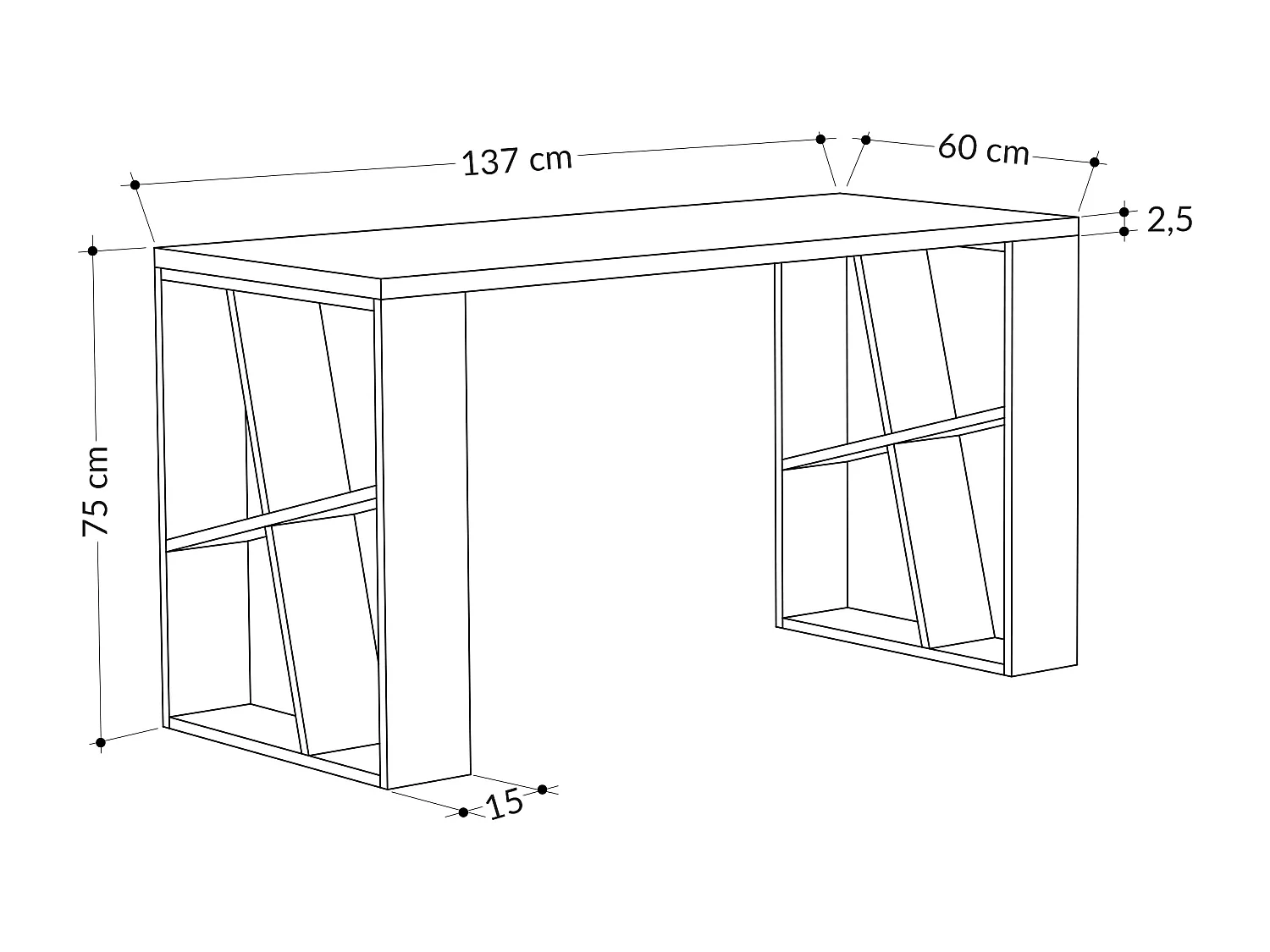 Schreibtisch HONEY - Weiß,137 x 60 x 75 cm