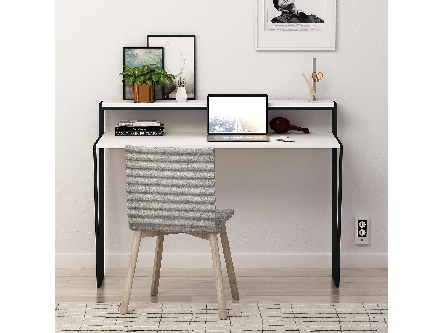 Schreibtisch Pal - Weiß - 124 x 57,6 x 91,5 cm