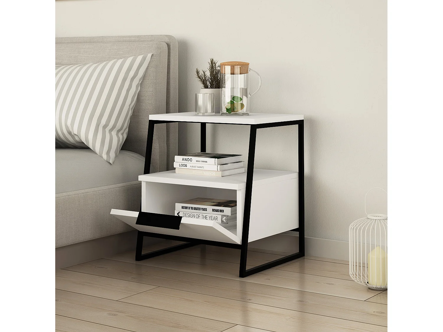 Table d'appoint PAL blanc, 45x50x40