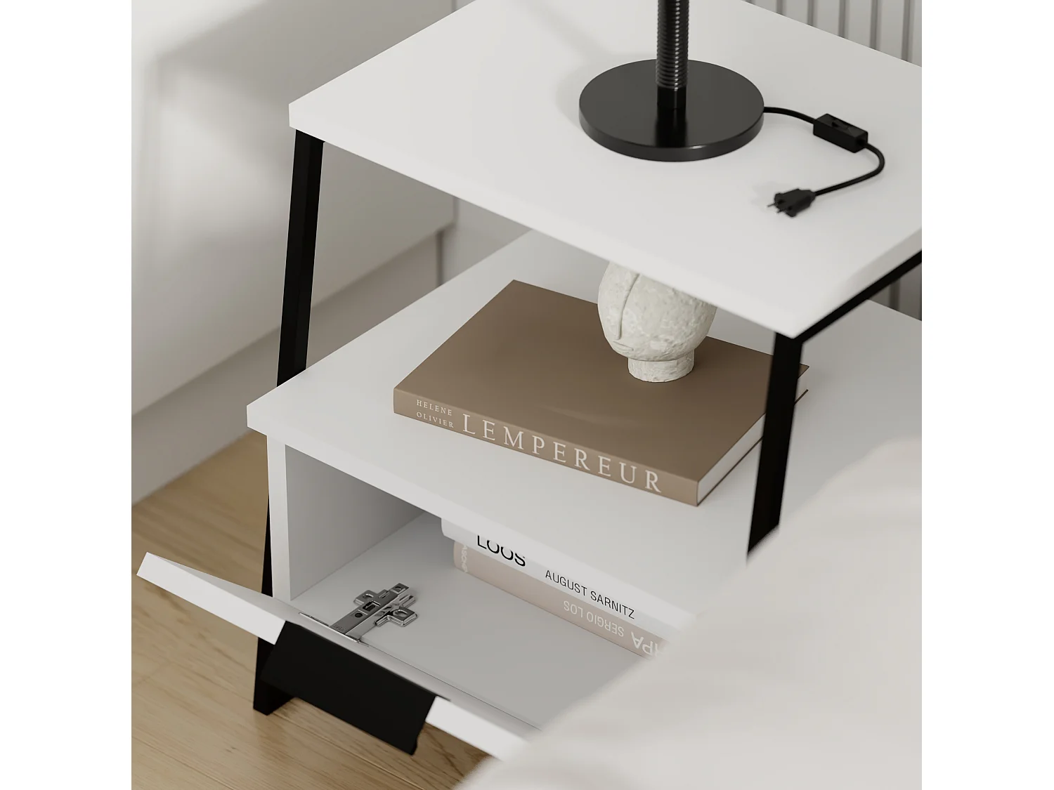 Table d'appoint PAL blanc, 45x50x40