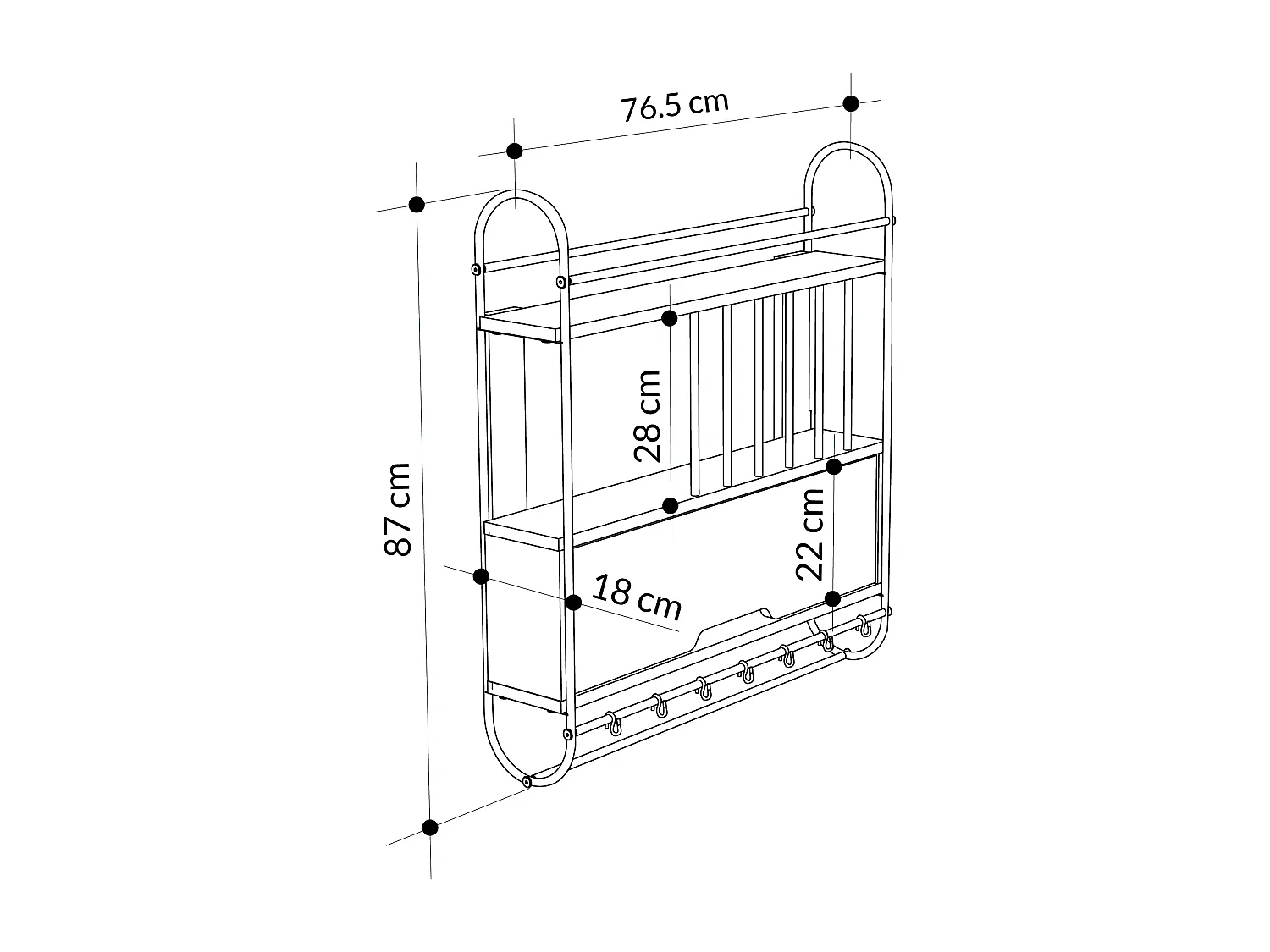 Küchenwandregal Holi - Weiß