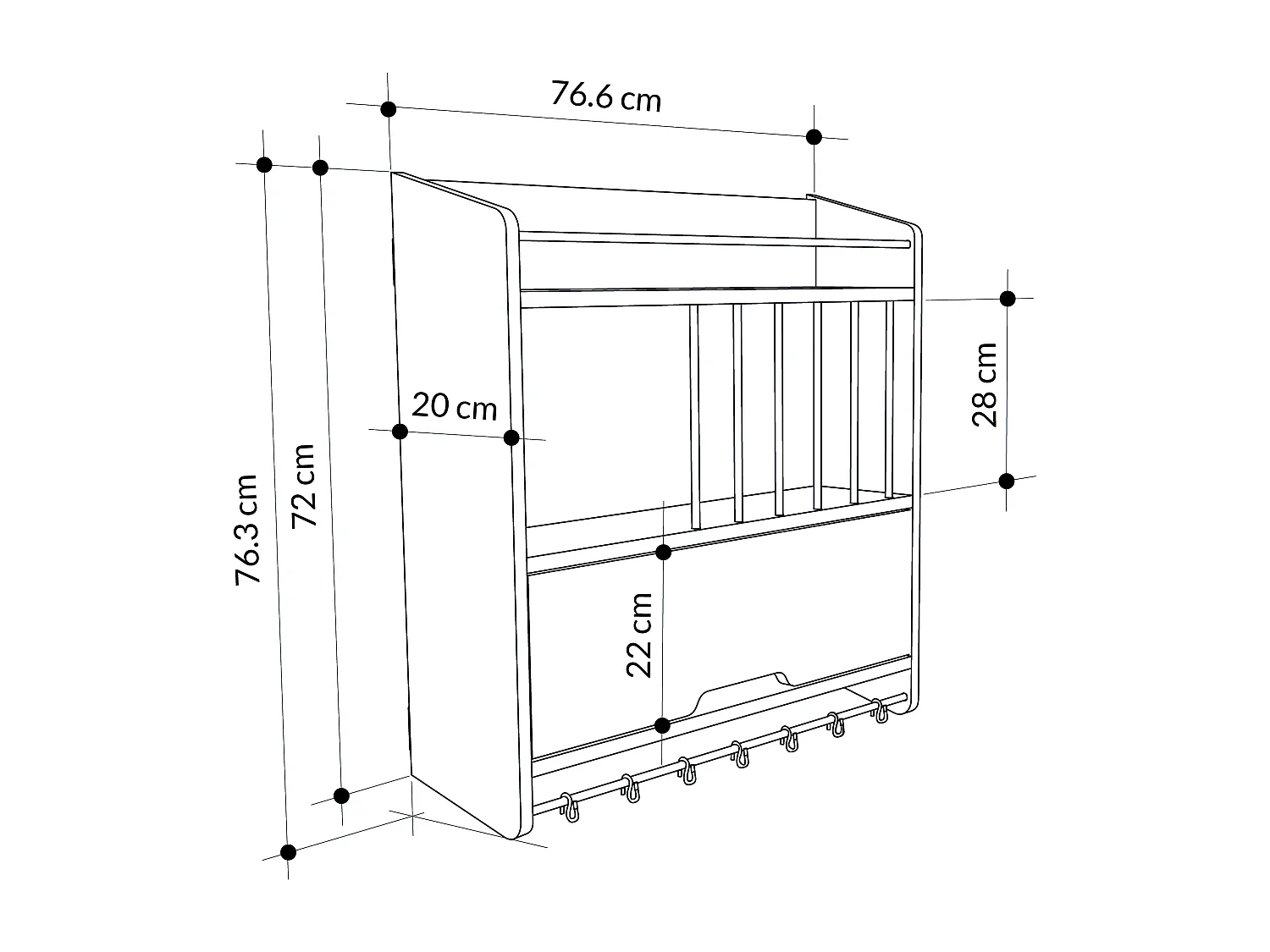 Küchenwandregal Pion-Weiß-Dunkle eiche