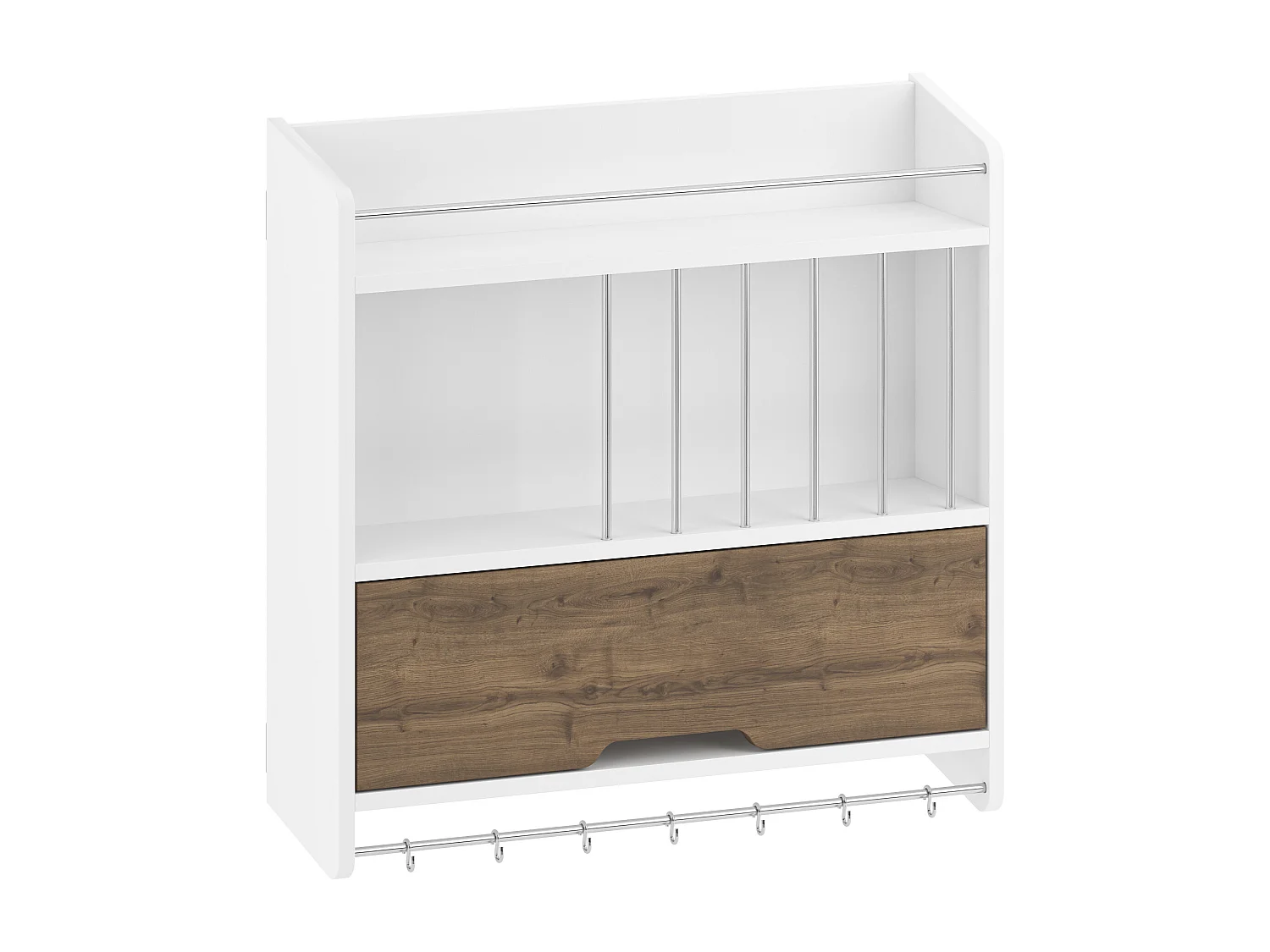 Küchenwandregal Pion-Weiß-Dunkle eiche