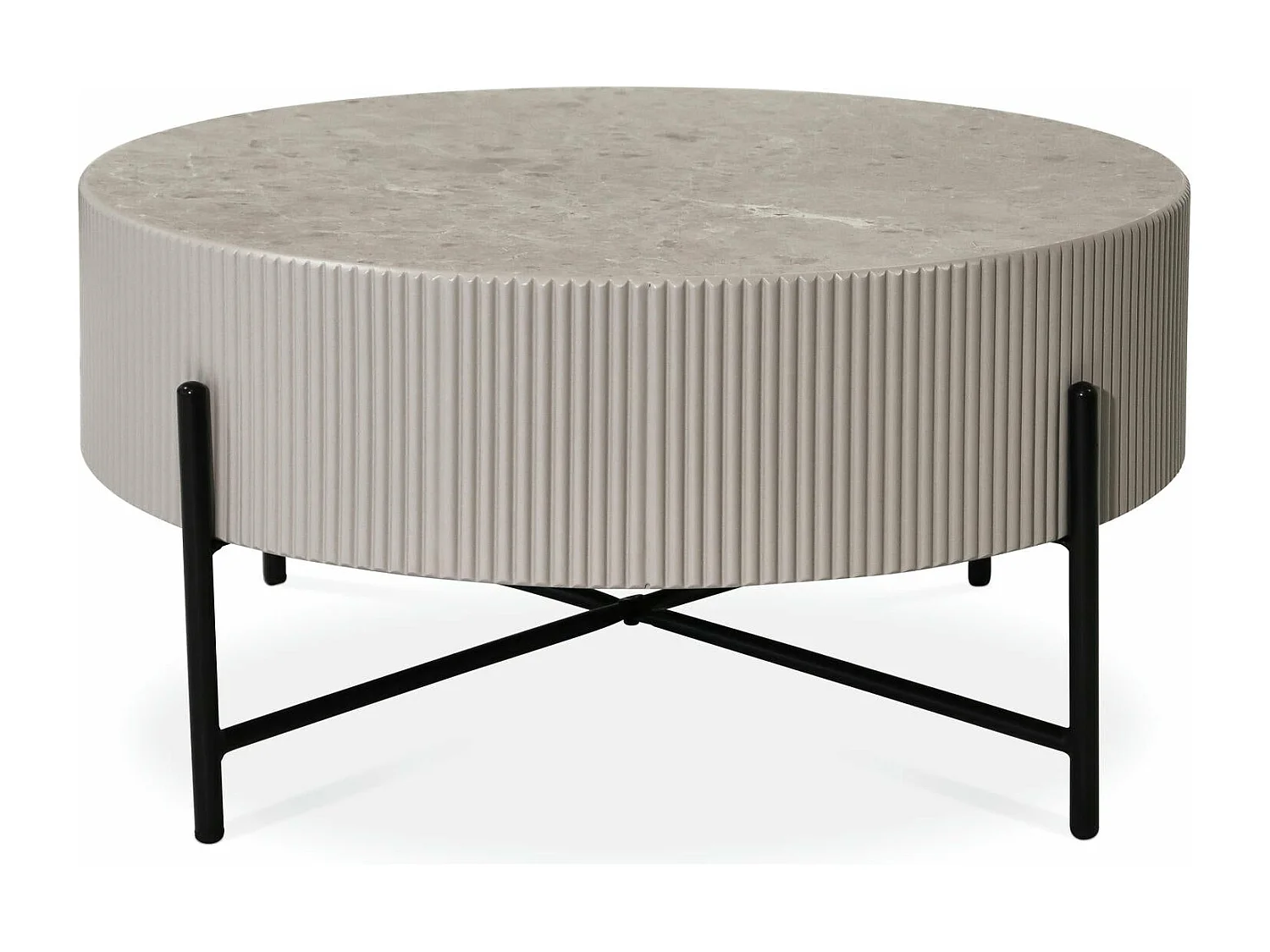 Table basse Milo - Ronde - MDF et marbre - Gris