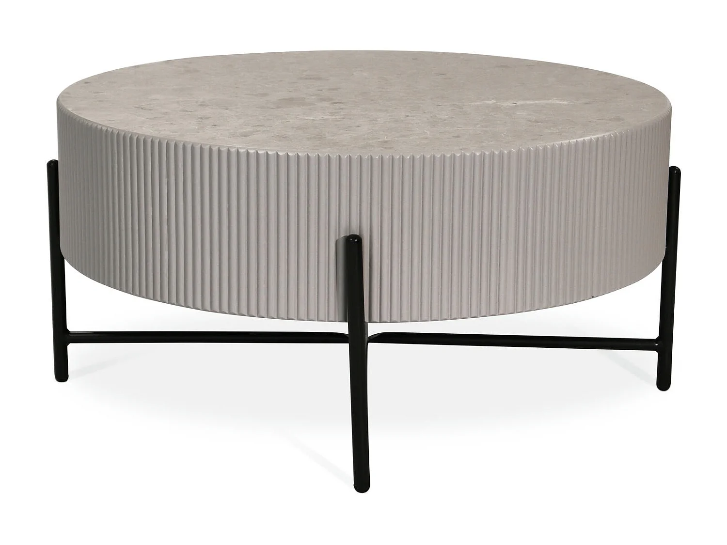 Table basse Milo - Ronde - MDF et marbre - Gris