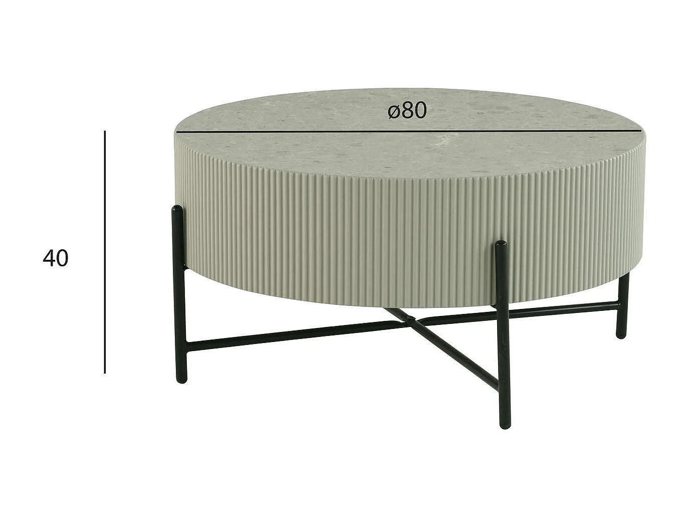 Table basse Milo - Ronde - MDF et marbre - Gris