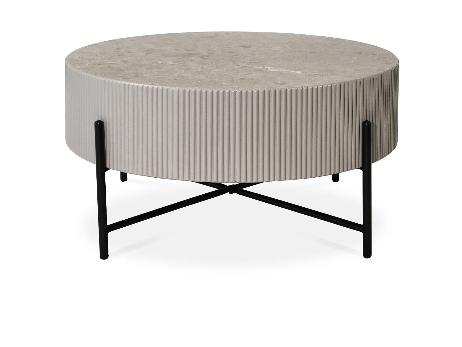 Table basse Milo - Ronde - MDF et marbre - Gris