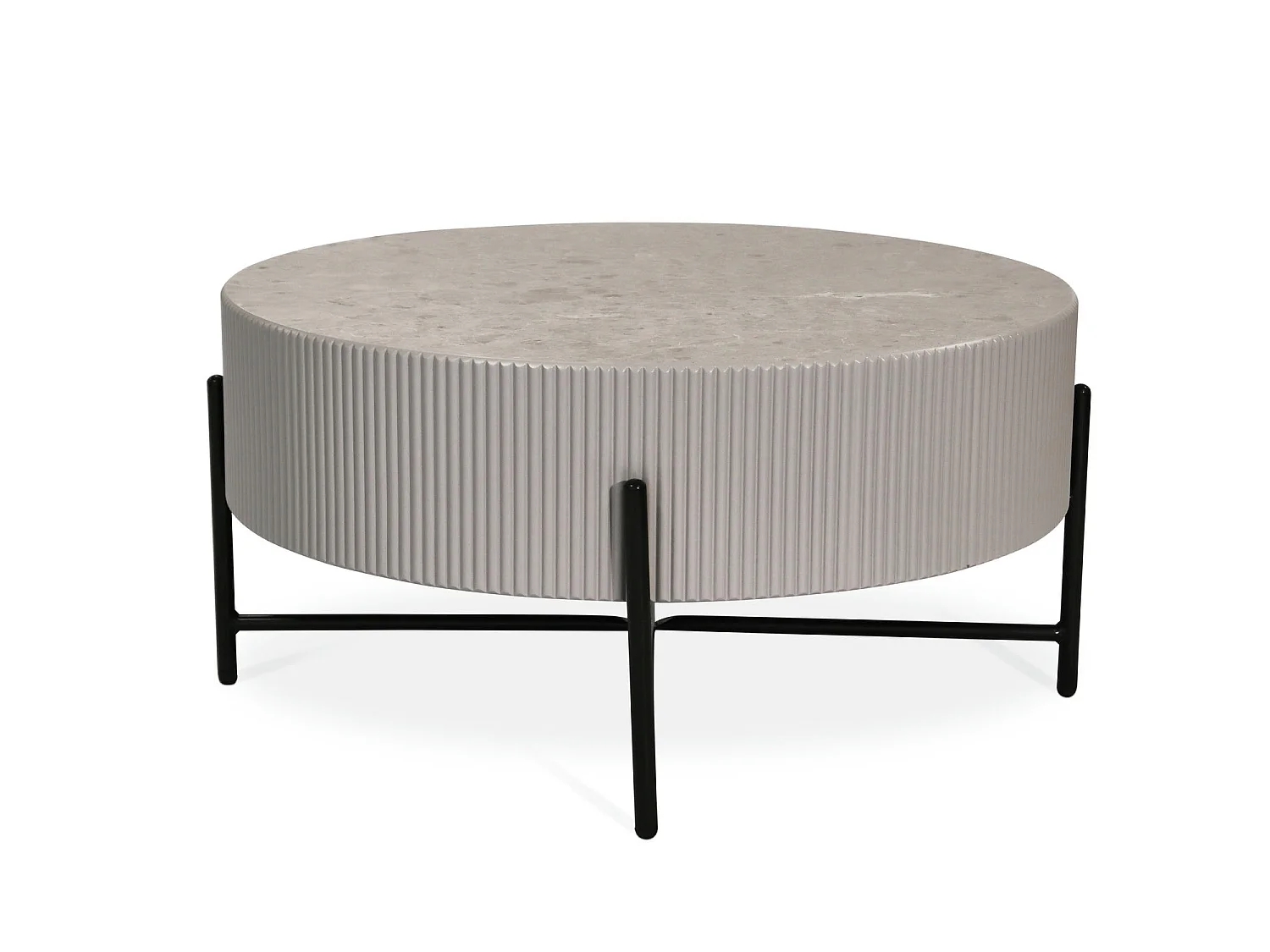 Table basse Milo - Ronde - MDF et marbre - Gris
