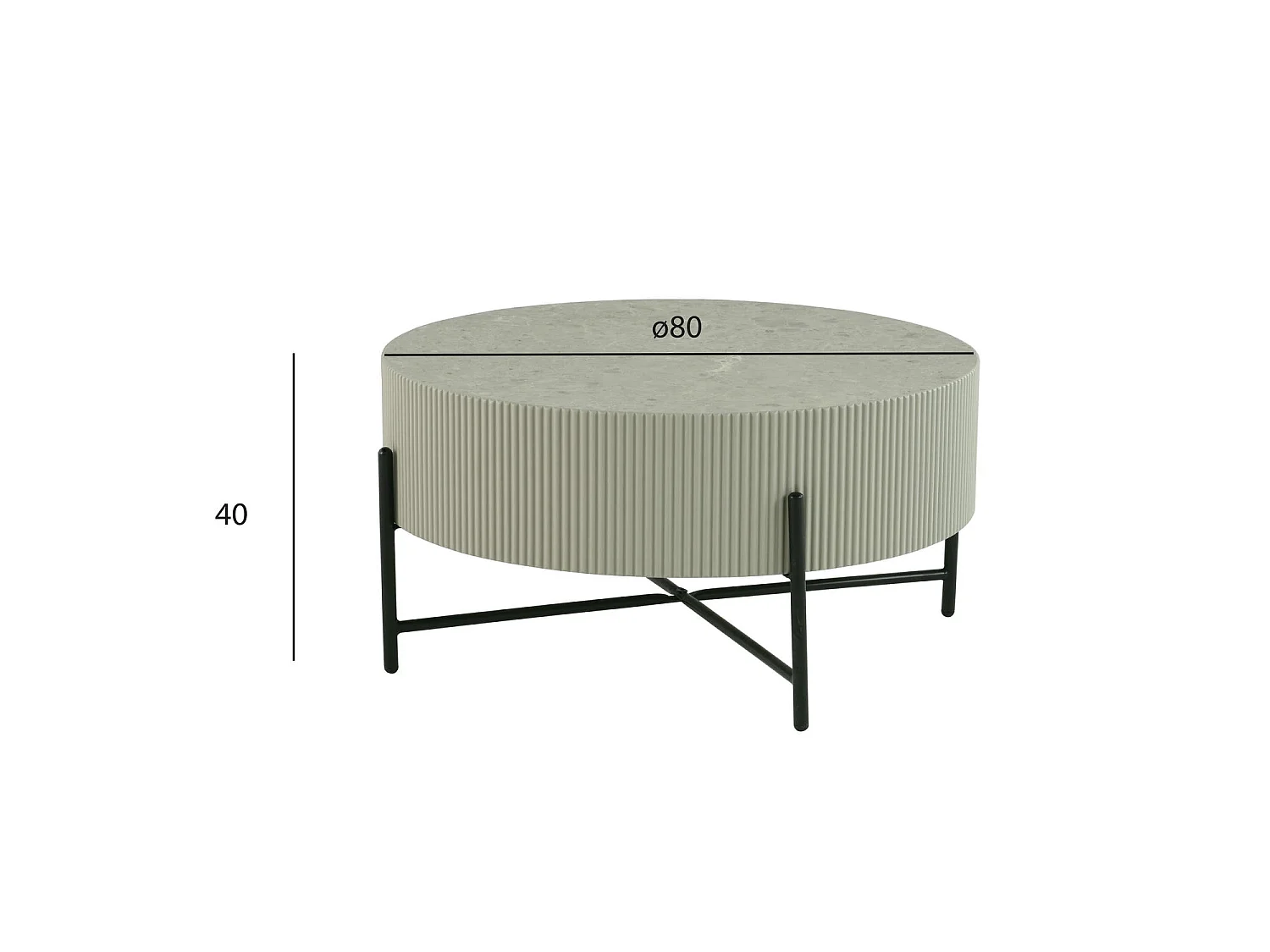 Table basse Milo - Ronde - MDF et marbre - Gris