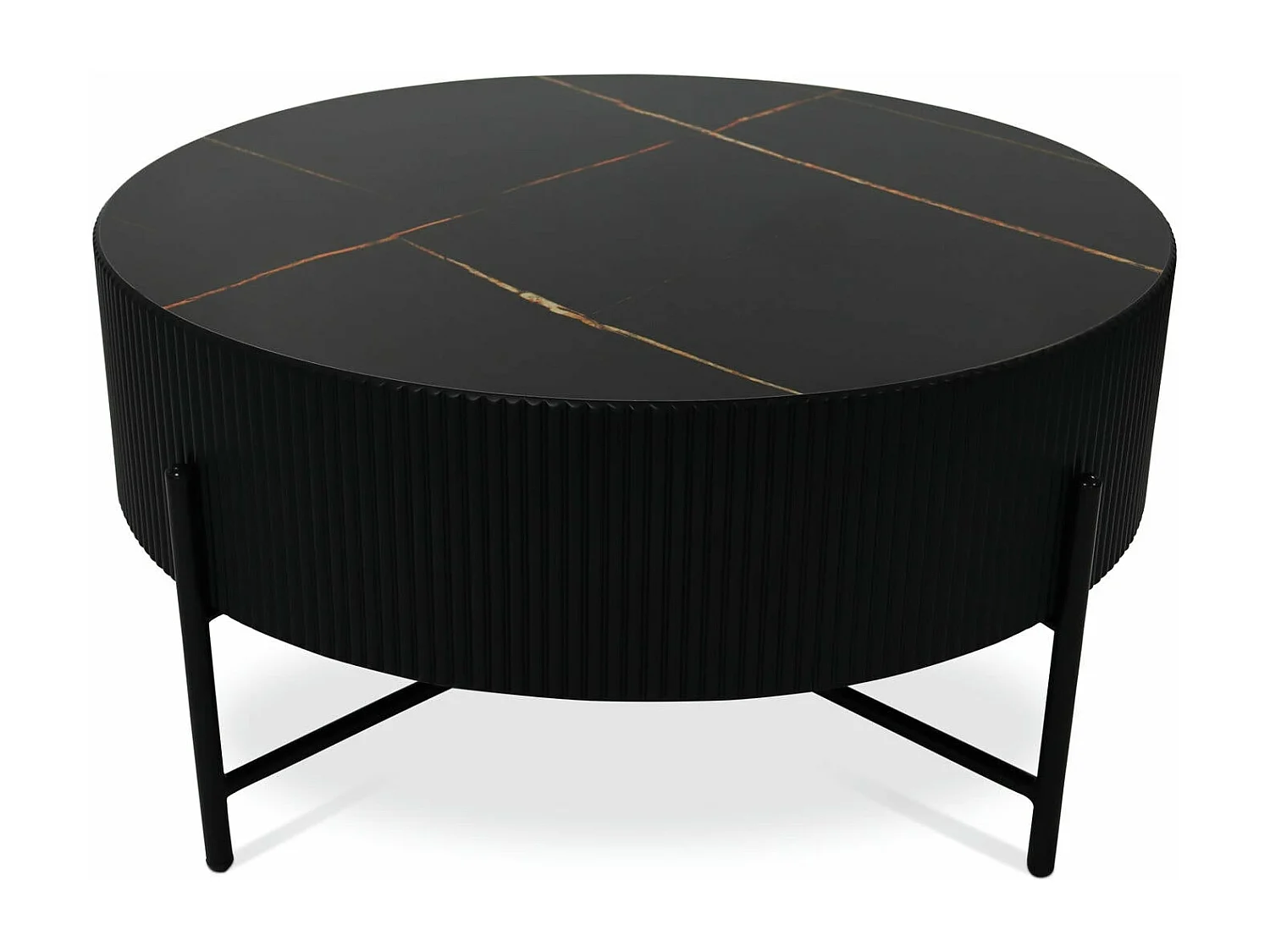 Tavolino rotondo Milo - MDF e marmo - Nero