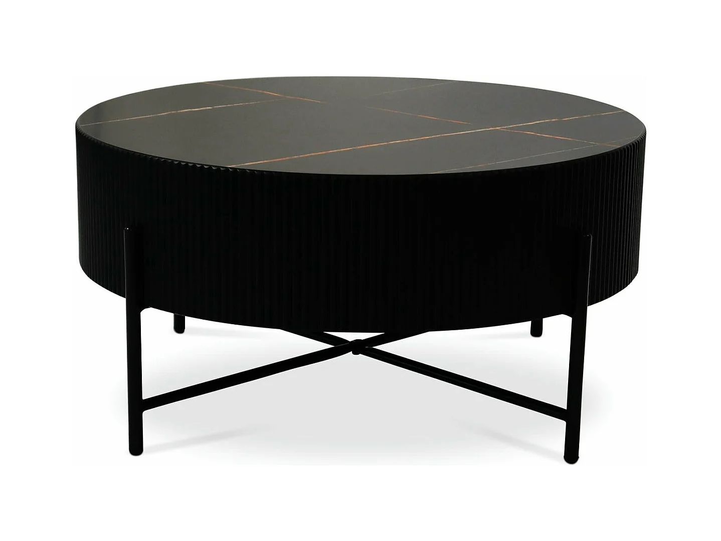Table basse Milo - Ronde - MDF et marbre - Noir