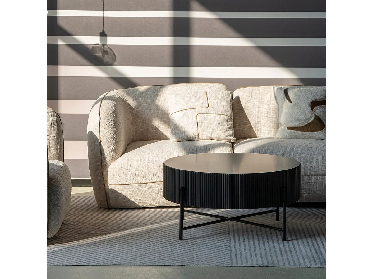 Ronde Salontafel Milo - MDF & marmer - Zwart