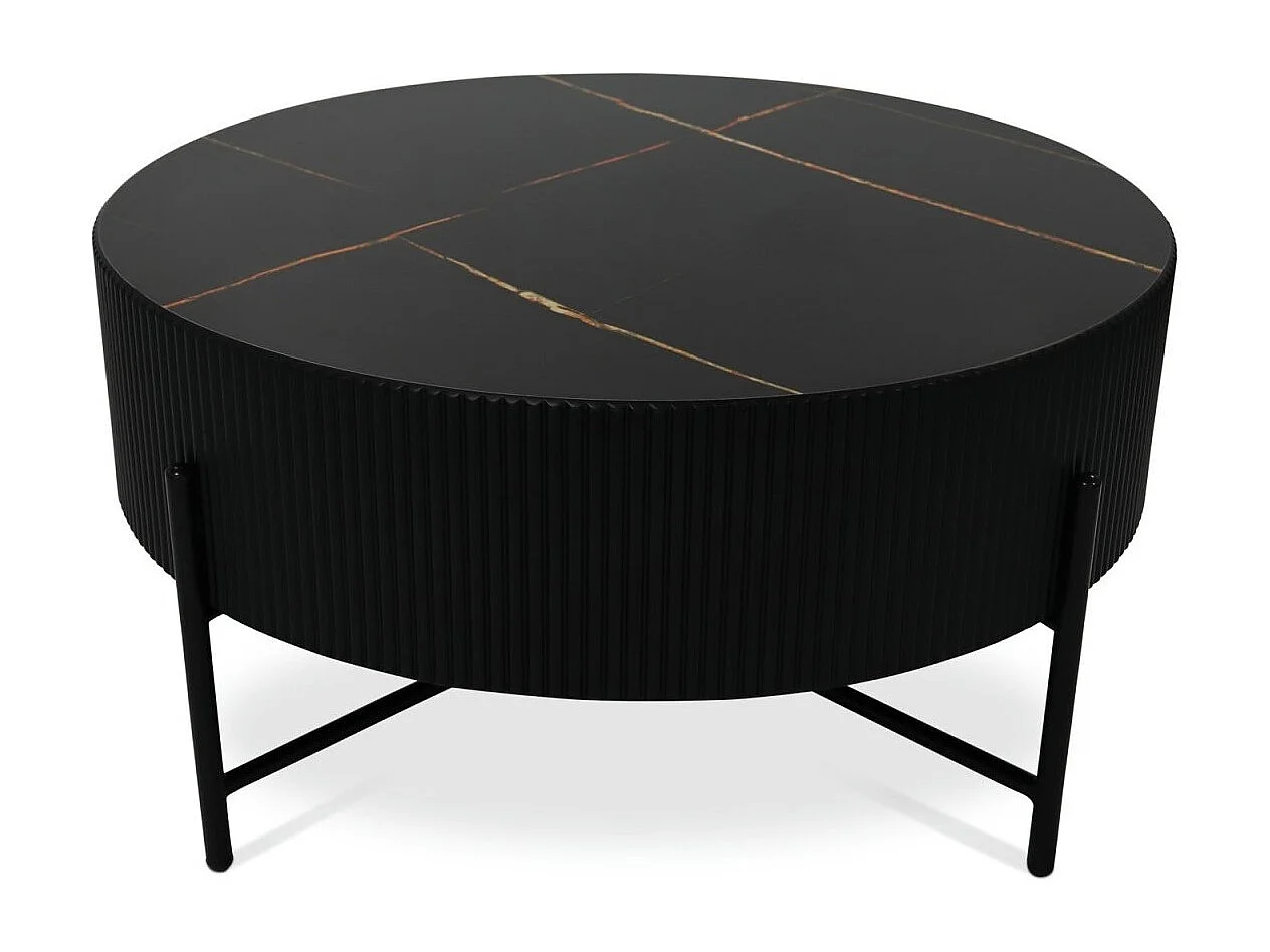 Ronde Salontafel Milo - MDF & marmer - Zwart