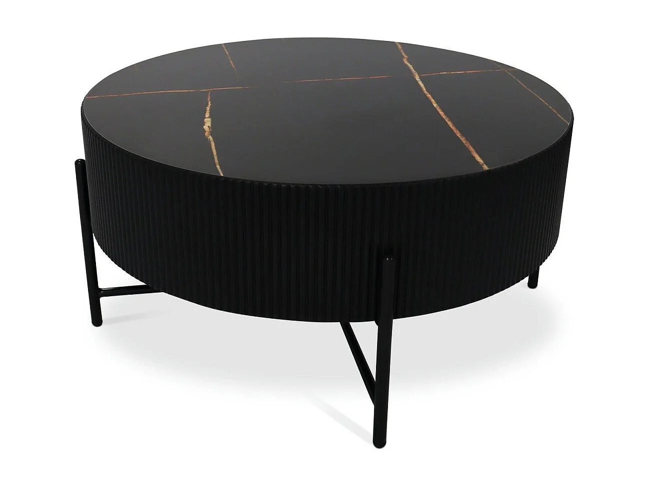 Ronde Salontafel Milo - MDF & marmer - Zwart