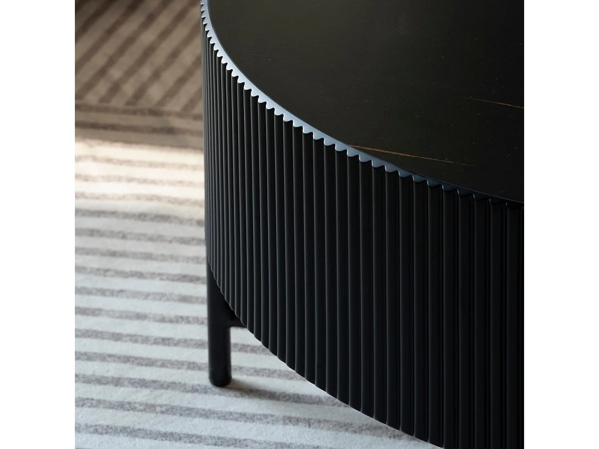 Ronde Salontafel Milo - MDF & marmer - Zwart