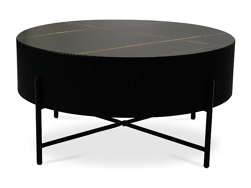 Table basse Milo - Ronde - MDF et marbre - Noir