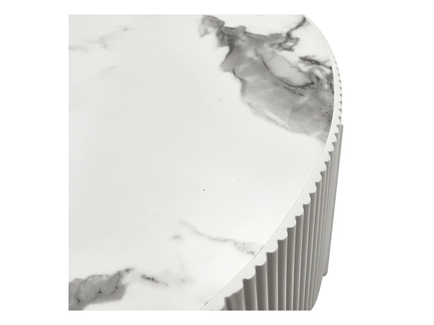 Runder Couchtisch Milo - MDF & Marmor - Weiß