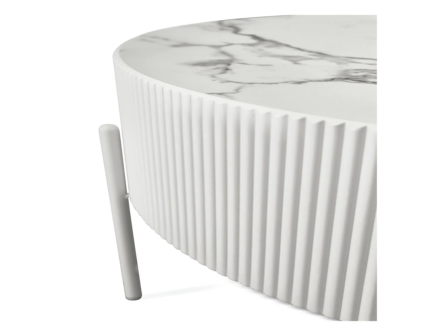 Runder Couchtisch Milo - MDF & Marmor - Weiß