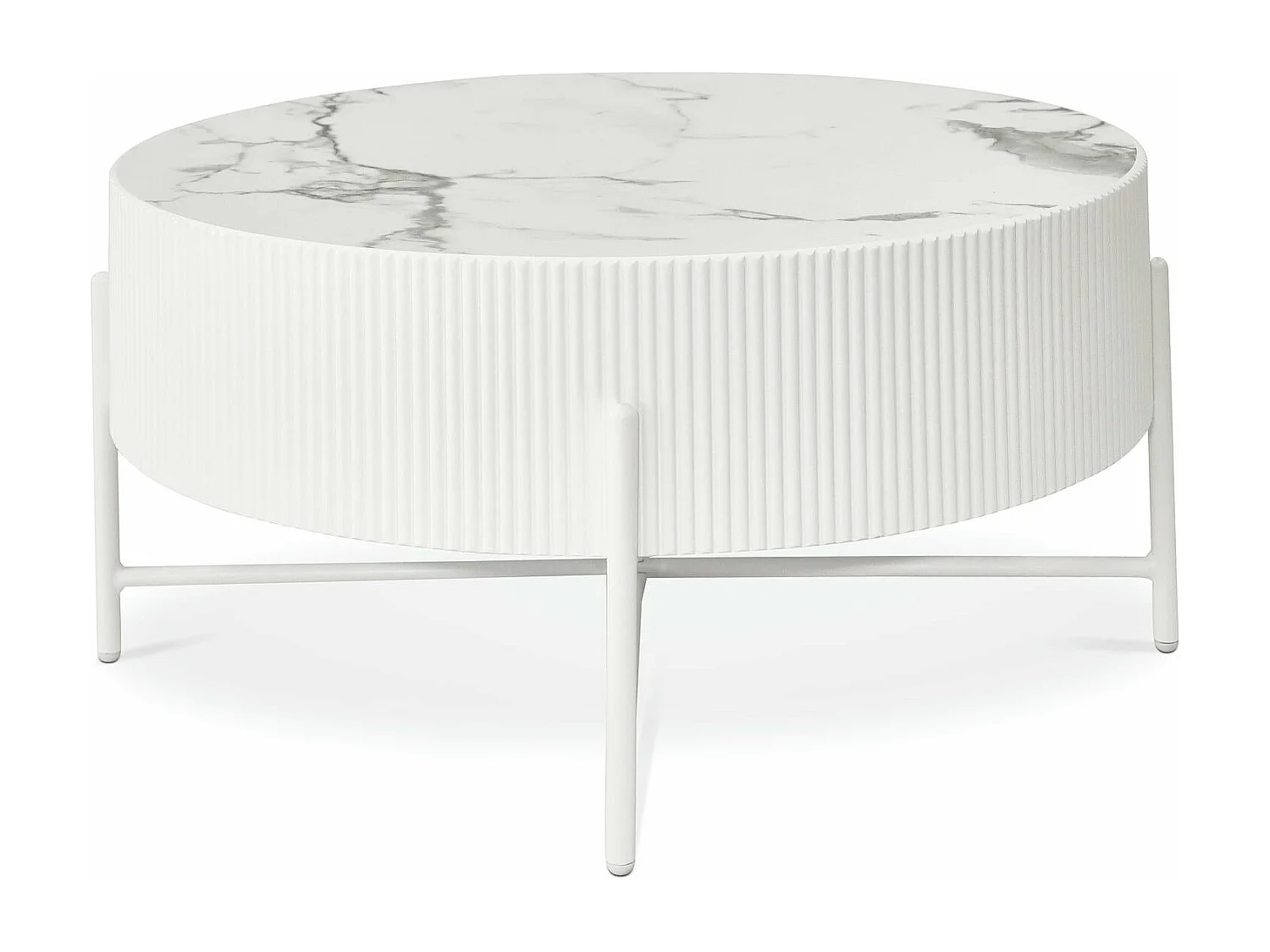 Table basse Milo - Ronde - MDF et marbre - Blanc