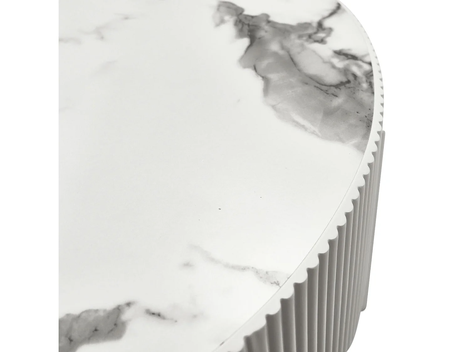 Table basse Milo - Ronde - MDF et marbre - Blanc