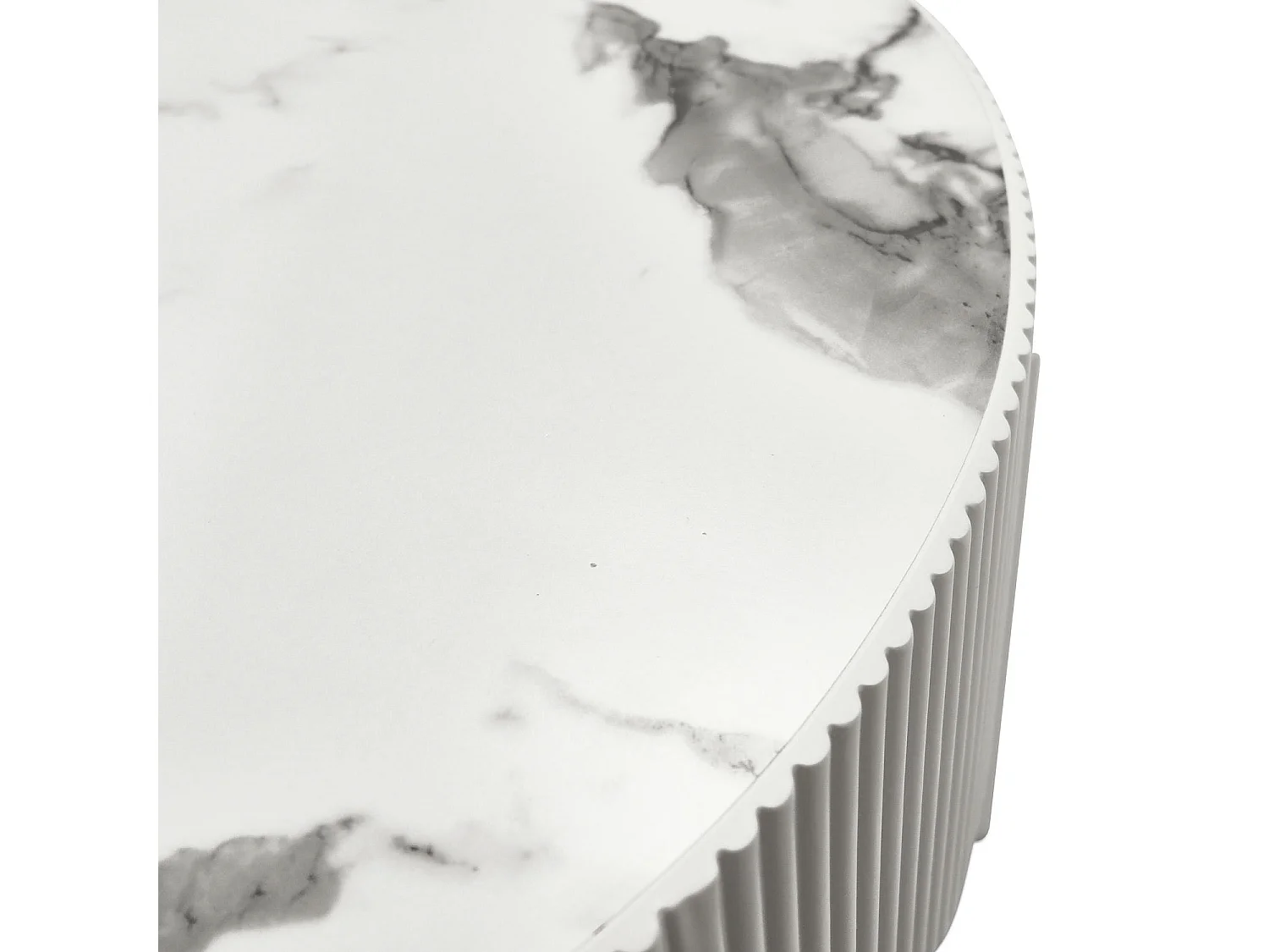 Table basse Milo - Ronde - MDF et marbre - Blanc