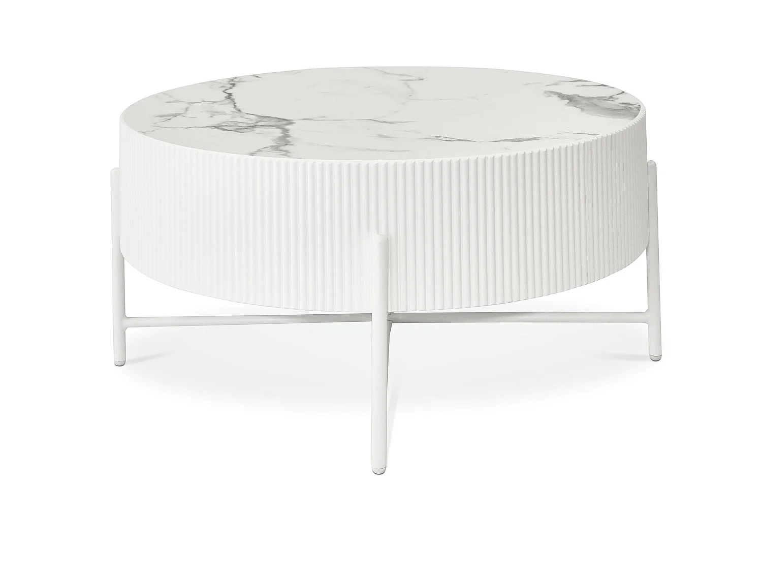 Table basse Milo - Ronde - MDF et marbre - Blanc