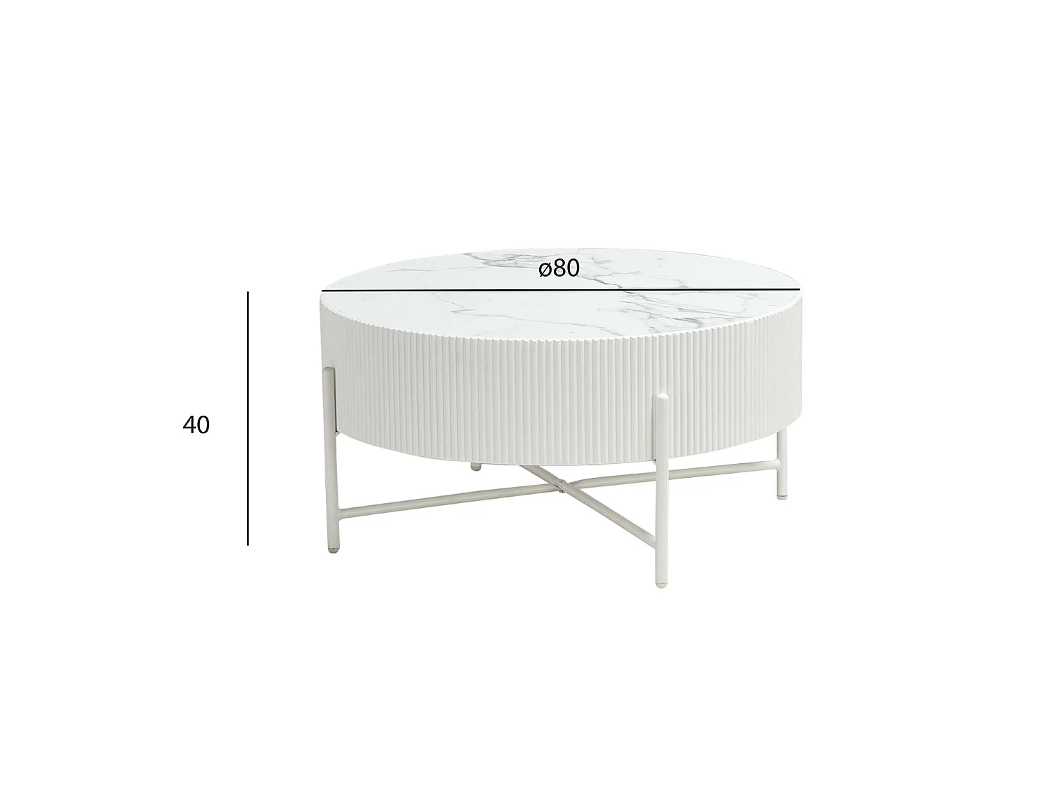 Table basse Milo - Ronde - MDF et marbre - Blanc