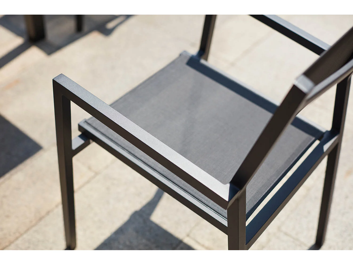 Set van 6 moderne stapelbare aluminium stoelen in donkergrijs voor terras - Lae