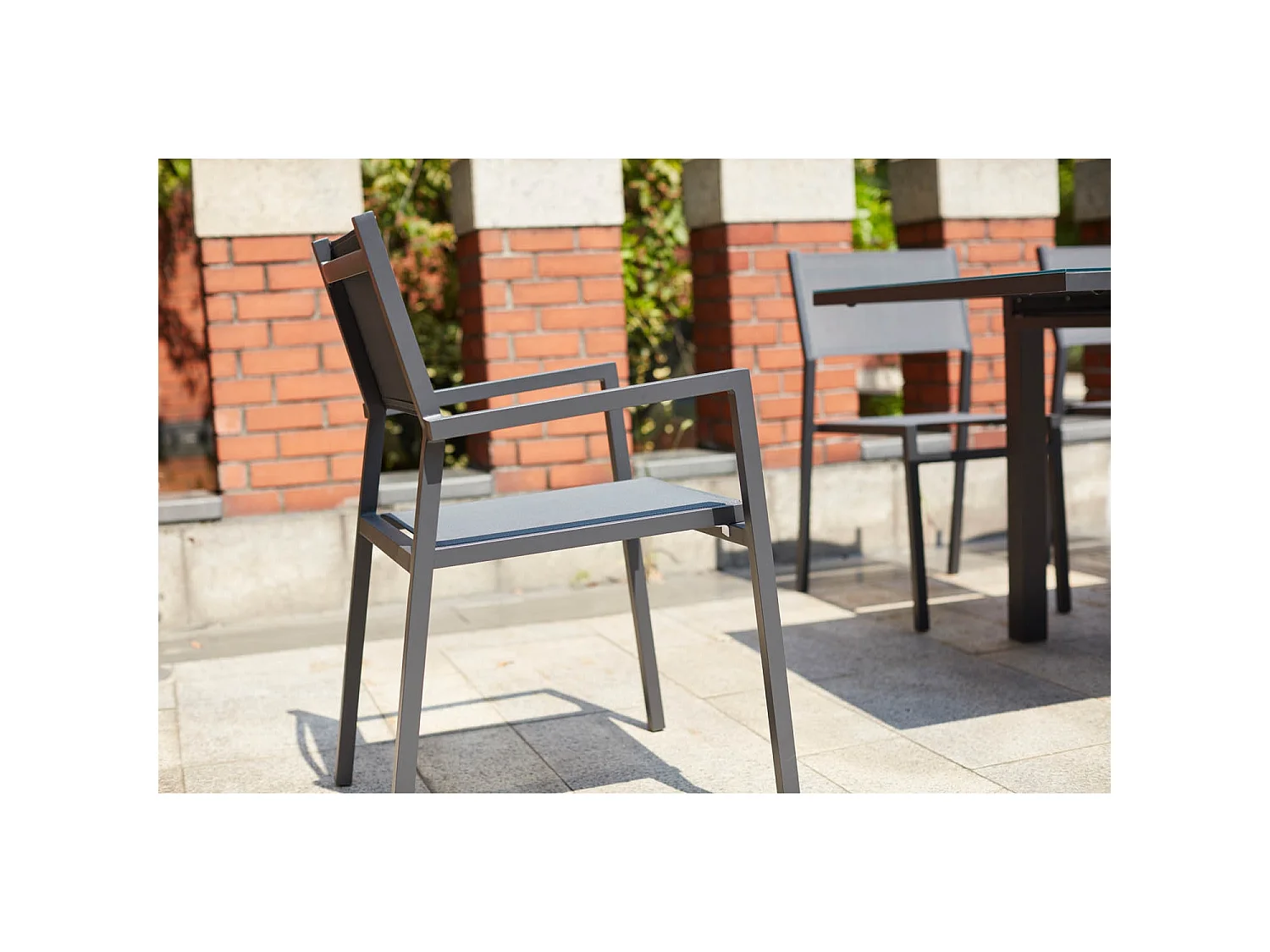 Set van 6 moderne stapelbare aluminium stoelen in donkergrijs voor terras - Lae
