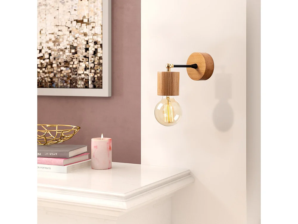 Lámpara de pared de diseño en madera SONIA - Efecto cálido de madera, luz suave, ideal para salón, dormitorio o entrada