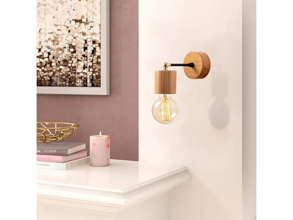 Design wandlamp van hout SONIA - Warm houteffect, zacht licht, ideaal voor woonkamer, slaapkamer of entree