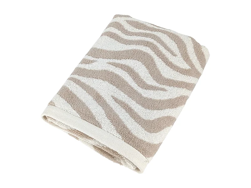Drap de bain 100x150 cm ZEBRA SOFT pur coton motif zèbre beige