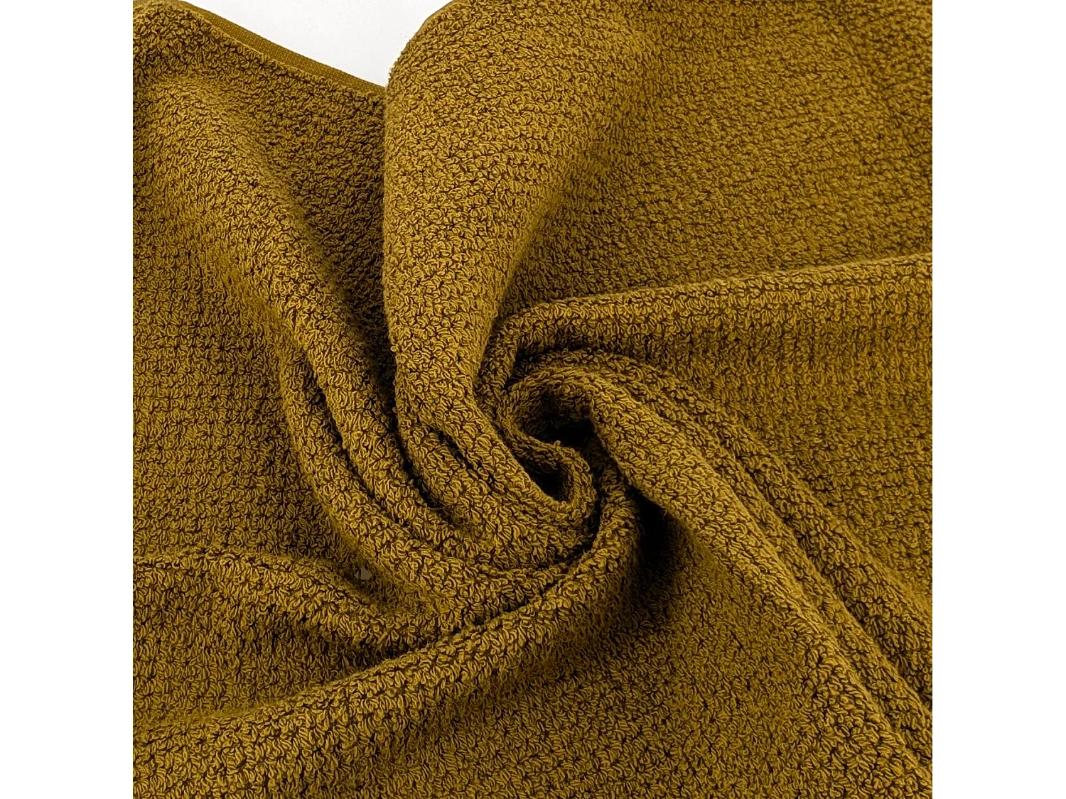 Lot de 2 serviettes invité 33x50 cm pur coton INTENSE à bordures blanches ocre