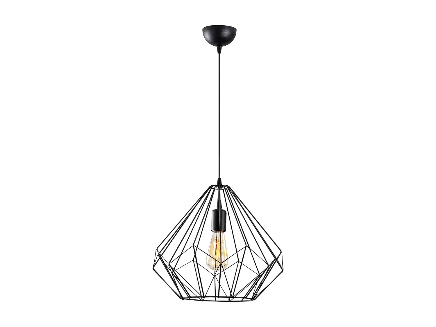 Schwarze Diamant-förmige Draht-Pendelleuchte - Modernes und elegantes Design für industrielle, moderne oder skandinavische Innenräume