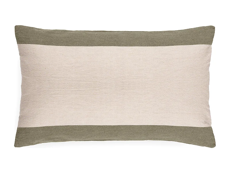 Housse de coussin en coton fil teint 40x60 cm cm JANIS vert mousse
