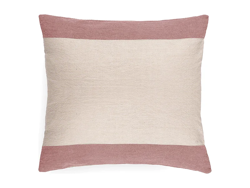 Housse de coussin en coton fil teint 45x45 cm cm collection JANIS rose
