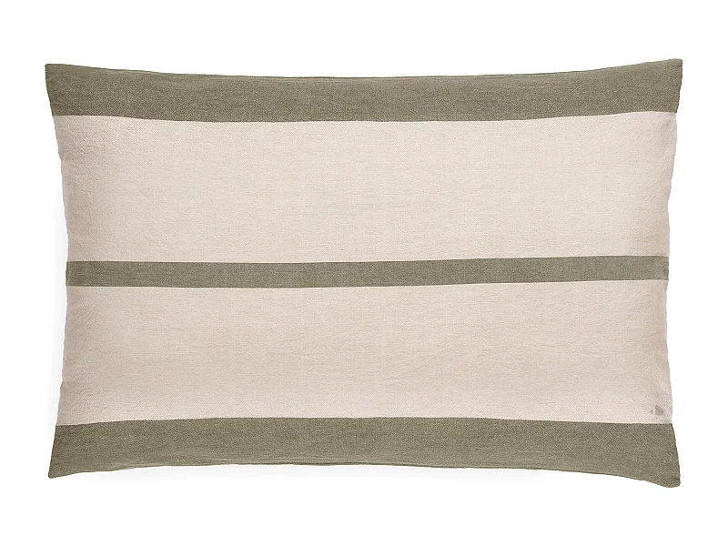 Housse de coussin en coton fil teint 55x80 cm cm JANIS vert mousse