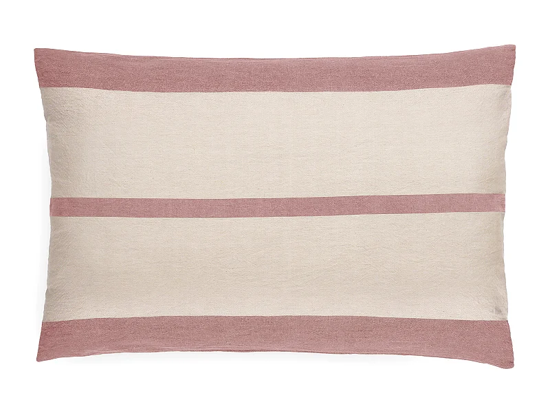 Housse de coussin en coton fil teint 55x80 cm cm collection JANIS rose