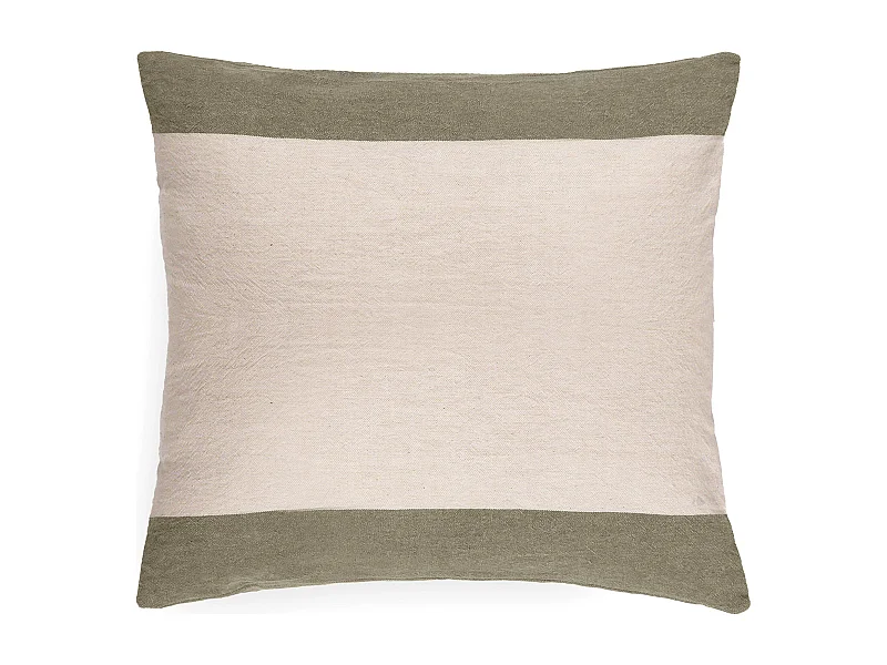 Housse de coussin en coton fil teint 45x45 cm cm JANIS vert mousse
